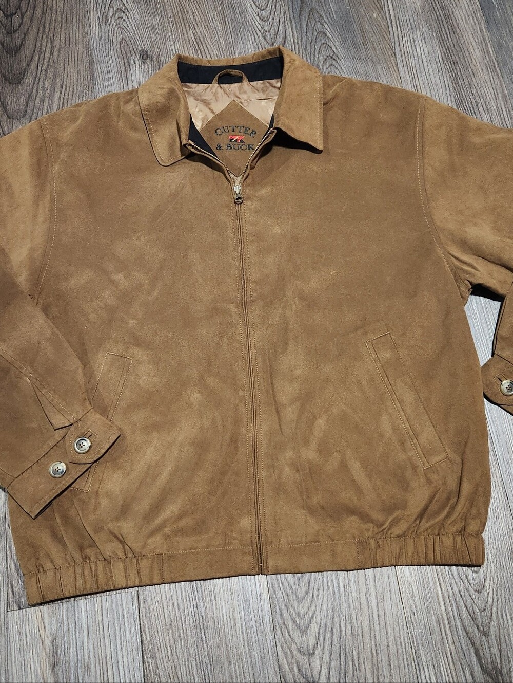 Cutter & Buck Men's Tan Suede Bomber Jacket